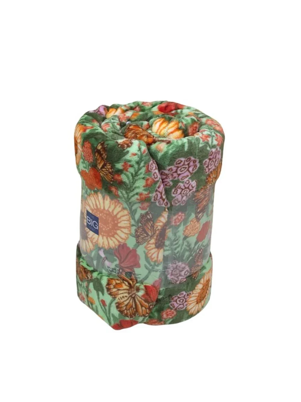 The Big One Oversized Plush Throw Blanket 5x6' Sunflower & Butterfly Print Green